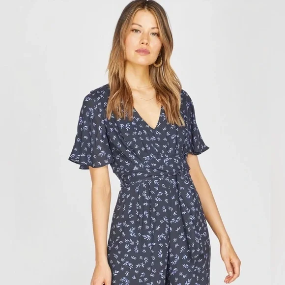 LIKE NEW: Greylin Printed Short Sleeve Jumpsuit with Tie Waist - Size XS - Picture 3 of 3